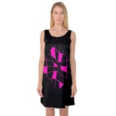 Pink Abstract Flower Sleeveless Satin Nightdress