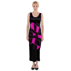 Pink Abstract Flower Fitted Maxi Dress