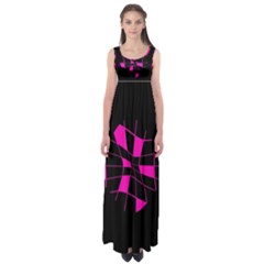 Pink Abstract Flower Empire Waist Maxi Dress