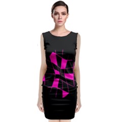 Pink Abstract Flower Classic Sleeveless Midi Dress