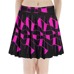 Pink Abstract Flower Pleated Mini Mesh Skirt by Valentinaart