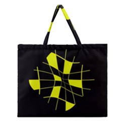 Yellow Abstract Flower Zipper Large Tote Bag