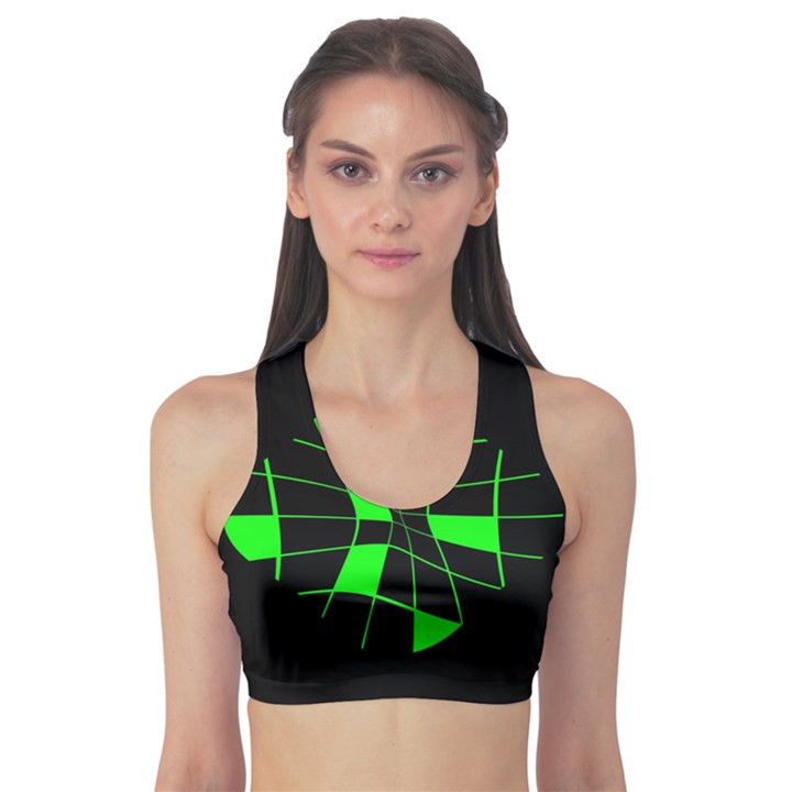 Green abstract flower Sports Bra