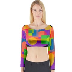 Colorful Circle  Long Sleeve Crop Top