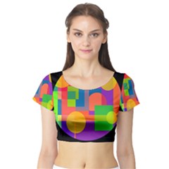 Colorful Circle  Short Sleeve Crop Top (tight Fit)