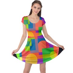 Colorful Circle  Cap Sleeve Dresses by Valentinaart