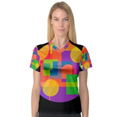 Colorful Circle  Women s V-neck Sport Mesh Tee