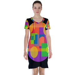 Colorful Circle  Short Sleeve Nightdress by Valentinaart