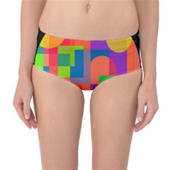 Colorful Circle  Mid-waist Bikini Bottoms