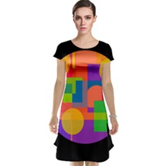 Colorful Circle  Cap Sleeve Nightdress