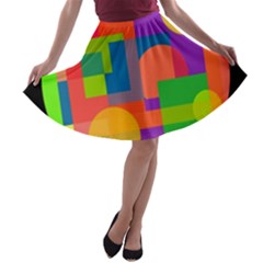 Colorful Circle  A-line Skater Skirt