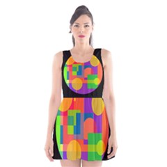 Colorful Circle  Scoop Neck Skater Dress