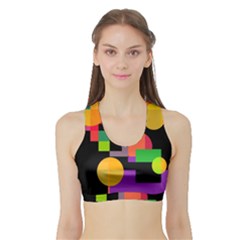 Colorful Abstraction Sports Bra With Border