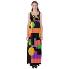 Colorful Abstraction Empire Waist Maxi Dress