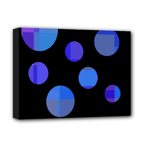 Blue Circles  Deluxe Canvas 16  X 12   by Valentinaart