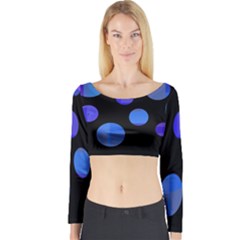 Blue Circles  Long Sleeve Crop Top