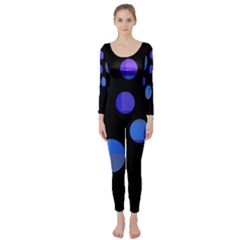 Blue Circles  Long Sleeve Catsuit by Valentinaart