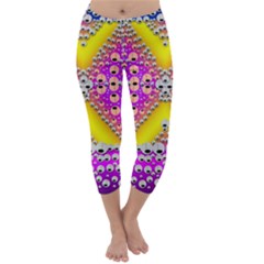 Music Tribute In The Sun Peace And Popart Capri Winter Leggings  by pepitasart