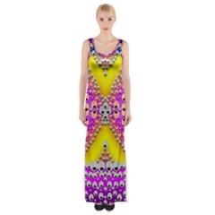 Music Tribute In The Sun Peace And Popart Maxi Thigh Split Dress