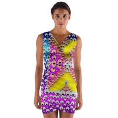 Music Tribute In The Sun Peace And Popart Wrap Front Bodycon Dress