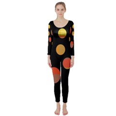 Orange Abstraction Long Sleeve Catsuit by Valentinaart