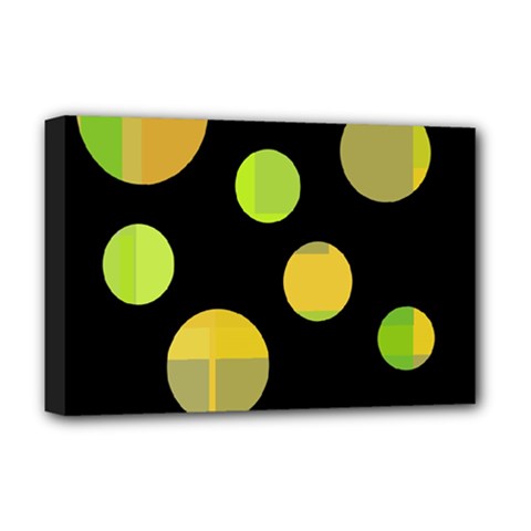 Green Abstract Circles Deluxe Canvas 18  X 12   by Valentinaart