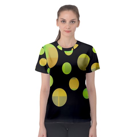 Green Abstract Circles Women s Sport Mesh Tee by Valentinaart