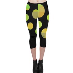 Green Abstract Circles Capri Leggings  by Valentinaart