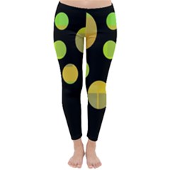 Green Abstract Circles Winter Leggings 