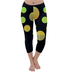 Green Abstract Circles Capri Winter Leggings 