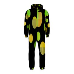 Green Abstract Circles Hooded Jumpsuit (kids) by Valentinaart