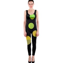 Green Abstract Circles Onepiece Catsuit by Valentinaart