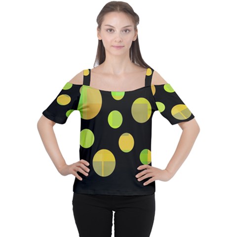 Green Abstract Circles Women s Cutout Shoulder Tee by Valentinaart