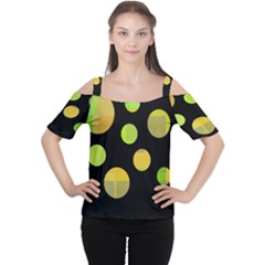 Green Abstract Circles Women s Cutout Shoulder Tee