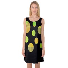 Green Abstract Circles Sleeveless Satin Nightdress