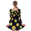 Green abstract circles Long Sleeve Velvet Skater Dress View2