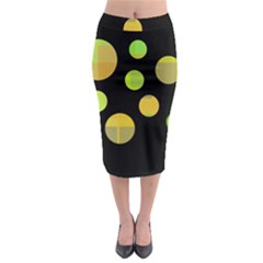 Green Abstract Circles Midi Pencil Skirt