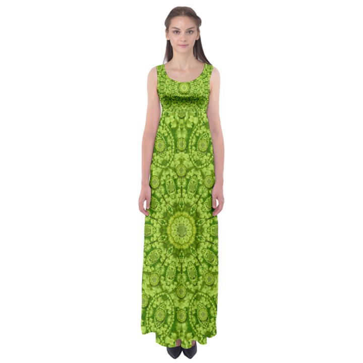 Magic Flowers In  The Deep Valley Of Paradise Empire Waist Maxi Dress