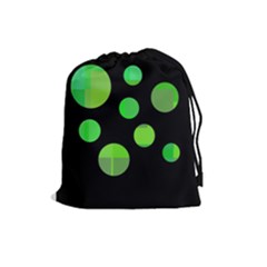 Green Circles Drawstring Pouches (large) 