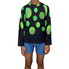 Green Circles Kid s Long Sleeve Swimwear