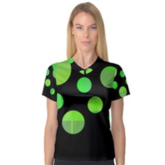 Green Circles Women s V-neck Sport Mesh Tee