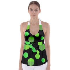 Green Circles Babydoll Tankini Top by Valentinaart