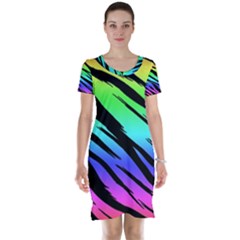 Rainbow Tiger Short Sleeve Nightdress by ArtistRoseanneJones