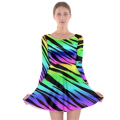 Rainbow Tiger Long Sleeve Skater Dress