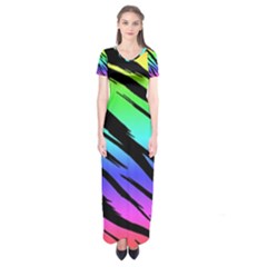 Rainbow Tiger Short Sleeve Maxi Dress