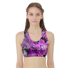 Butterfly Graffiti Sports Bra With Border