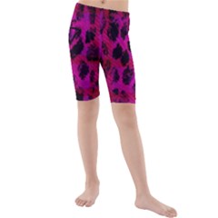 Pink Leopard Kid s Mid Length Swim Shorts