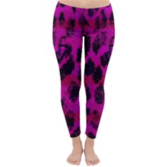 Pink Leopard Winter Leggings  by ArtistRoseanneJones