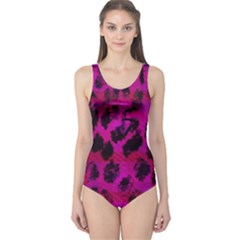 Pink Leopard One Piece Swimsuit by ArtistRoseanneJones