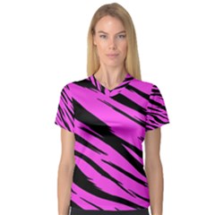 Pink Tiger Women s V-neck Sport Mesh Tee